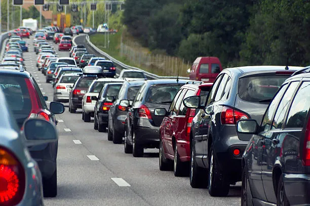 Highway rush hour traffic jam